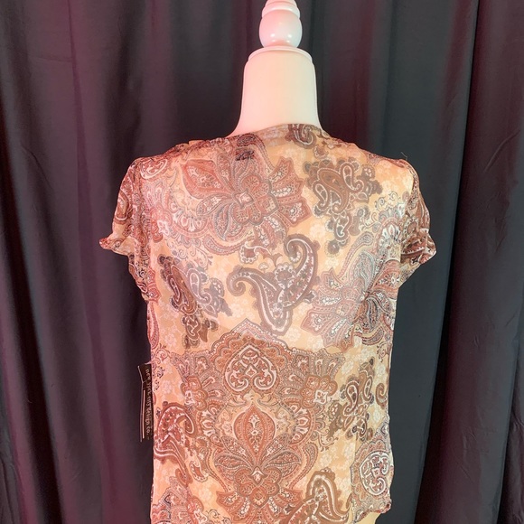 Separates brown paisly sheer shirt with tank size XL - Picture 3 of 8